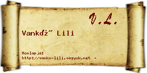 Vankó Lili névjegykártya