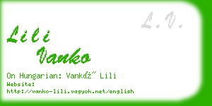 lili vanko business card